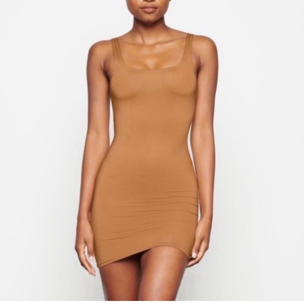 SKIMS Mini Tank Dress in Tan